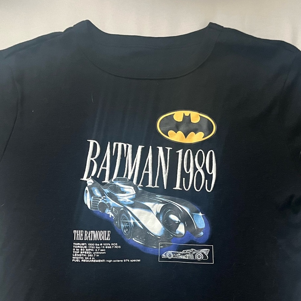 Batman Black Graphic Tee Loose Crop-Top Large